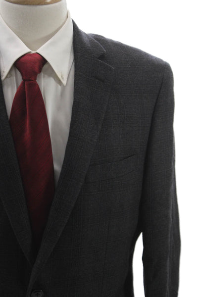 Calvin Klein Mens Blazer Gray Wool Check Size 40