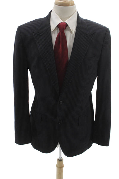 Boss Hugo Boss Mens Blazer Black Virgin Wool Striped Size 40