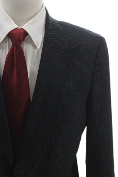 Boss Hugo Boss Mens Blazer Black Virgin Wool Striped Size 40