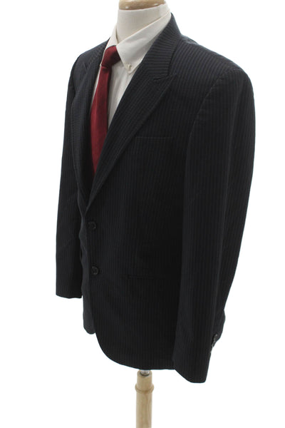 Boss Hugo Boss Mens Blazer Black Virgin Wool Striped Size 40