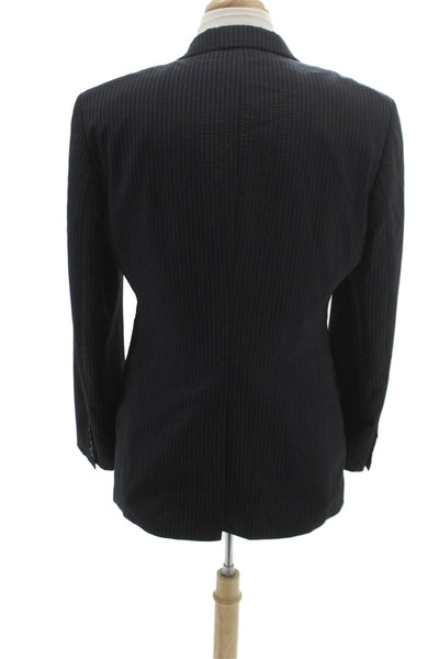Boss Hugo Boss Mens Blazer Black Virgin Wool Striped Size 40