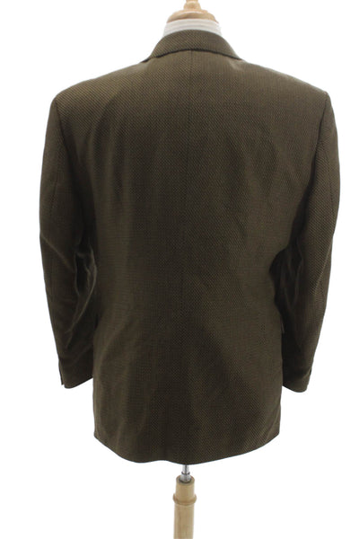 City Casual By Haggar Mens Brown Wool Houndstooth Blazer Size 42