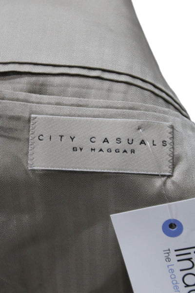 City Casual By Haggar Mens Brown Wool Houndstooth Blazer Size 42