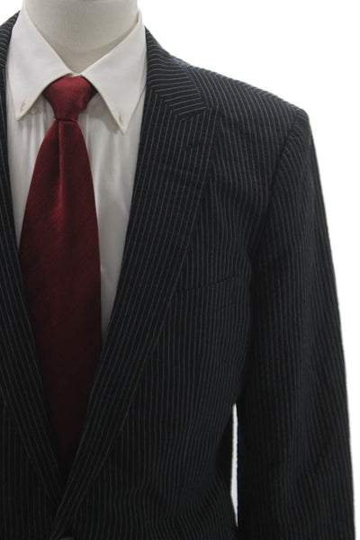 Calibrate Mens Black Striped Cotton Blazer Size 42