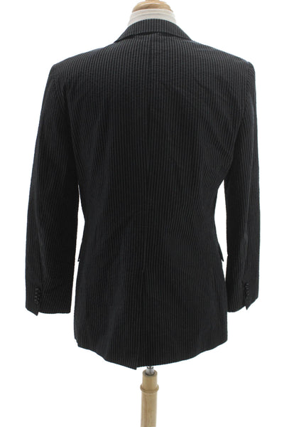 Calibrate Mens Black Striped Cotton Blazer Size 42