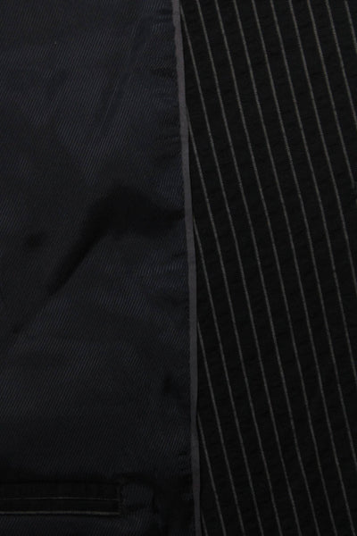 Calibrate Mens Black Striped Cotton Blazer Size 42