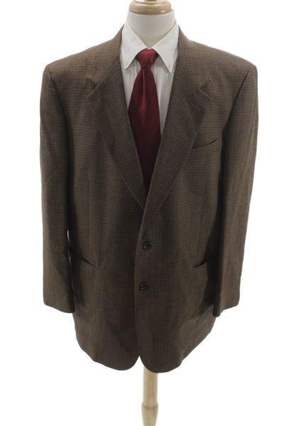 Corbin Mens Brown Plaid Wool Blazer Fall Size 42
