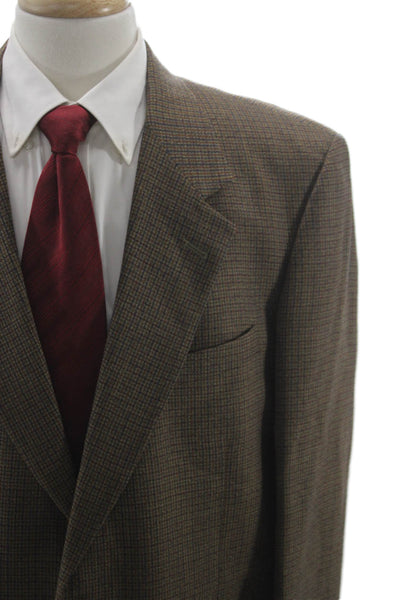 Corbin Mens Brown Plaid Wool Blazer Fall Size 42