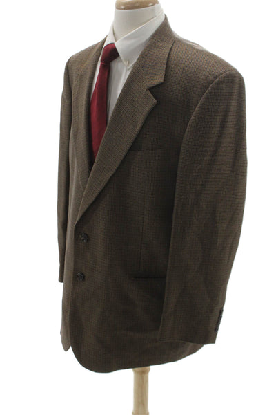 Corbin Mens Brown Plaid Wool Blazer Fall Size 42
