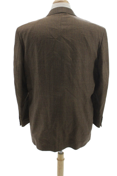 Corbin Mens Brown Plaid Wool Blazer Fall Size 42