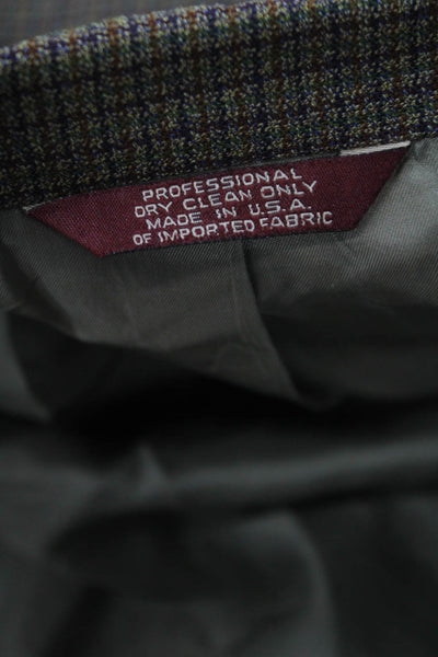 Corbin Mens Brown Plaid Wool Blazer Fall Size 42