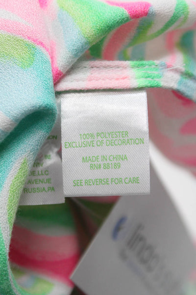 Lilly Pulitzer Childrens Girls Crochet Detail Neck Tank Dress Pink Green Size 10