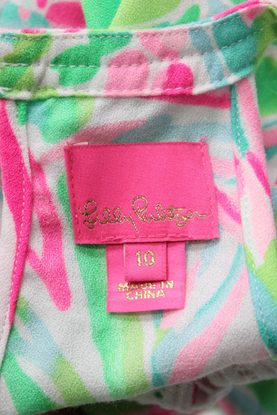 Lilly Pulitzer Childrens Girls Crochet Detail Neck Tank Dress Pink Green Size 10