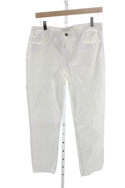 J Brand Womens Tapered Jeans White High Rise Cotton Button Fly Size 27