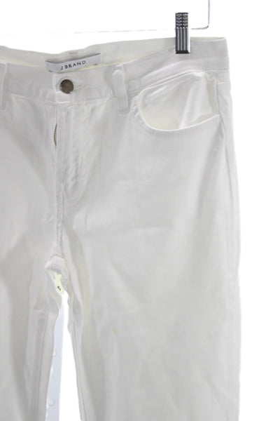 J Brand Womens Tapered Jeans White High Rise Cotton Button Fly Size 27