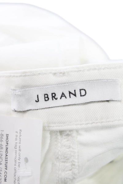 J Brand Womens Tapered Jeans White High Rise Cotton Button Fly Size 27