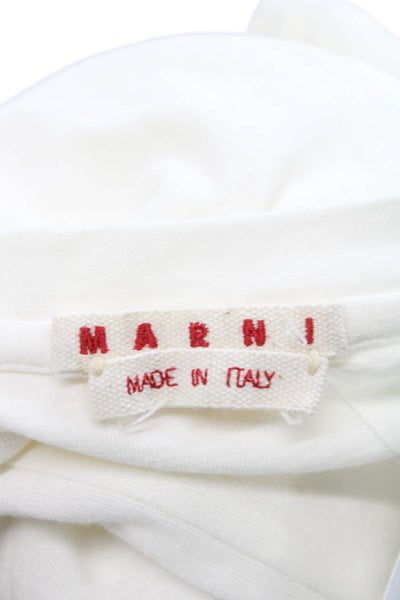Marni Women Tunic White Cotton Blend Crew Neck Short Sleeve Size 46