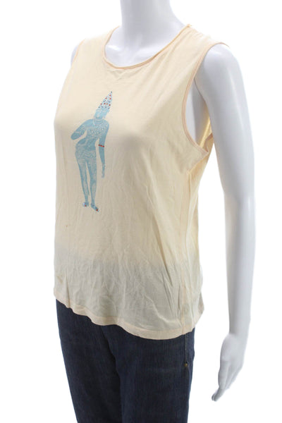 Velvet Womens Basic Sleeveless Tank Beige 100% Cotton Round Neck Size L