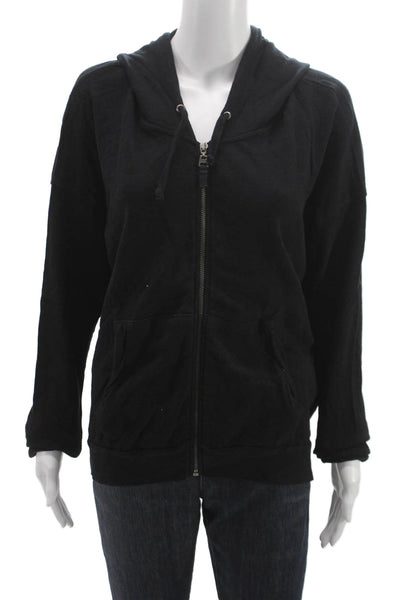 Splendid Womens Full Zip Hoodie Black Cotton Long Sleeve Size XL