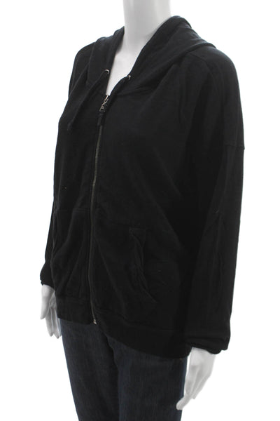 Splendid Womens Full Zip Hoodie Black Cotton Long Sleeve Size XL