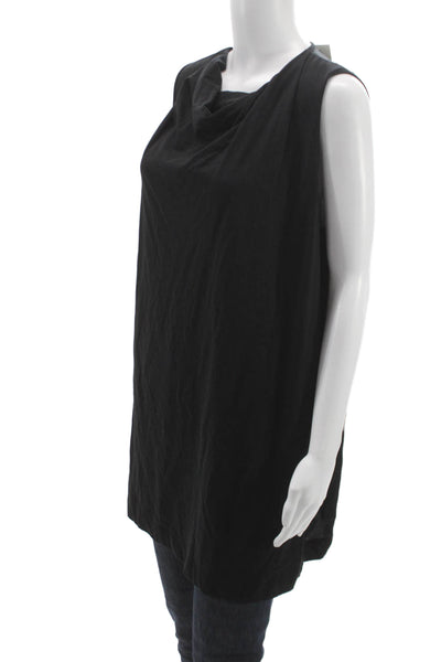 Dries Van Noten Women Black Cotton Cowl Neck Sleeveless Tunic Size L
