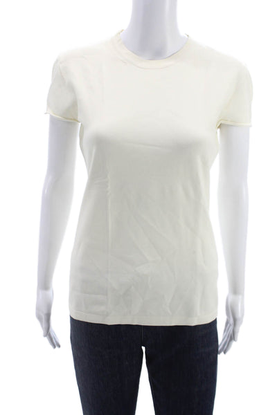 Stella McCartney Womens Basic Ivory Rayon Short Sleeve T-Shirt Size 46