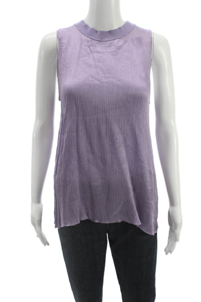 Vince Womens Sleeveless Silk Tunic Mock Neck Pullover Purple Size L