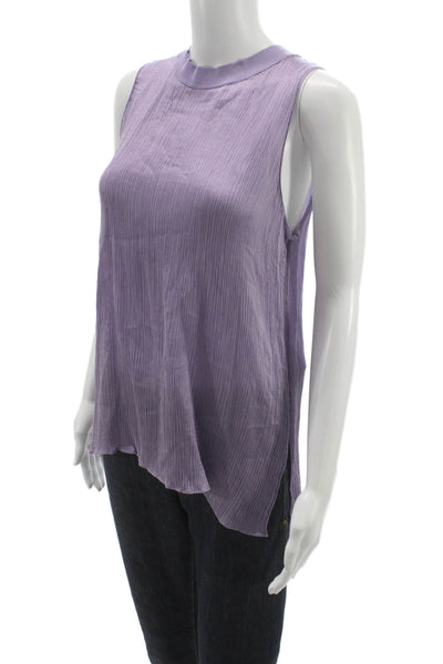Vince Womens Sleeveless Silk Tunic Mock Neck Pullover Purple Size L