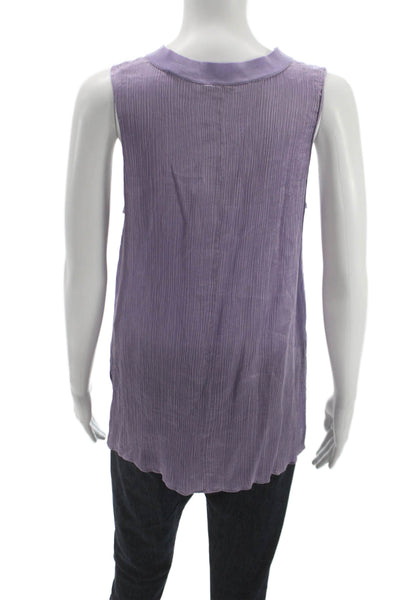 Vince Womens Sleeveless Silk Tunic Mock Neck Pullover Purple Size L