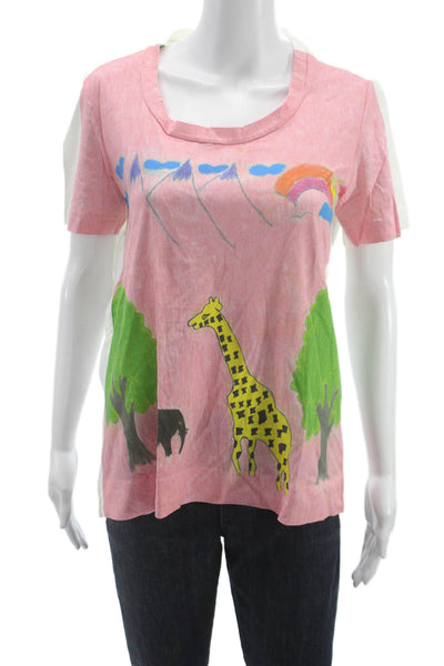 Marni Womens Graphic Pink T-Shirt Cotton Blend Short Sleeve Size M