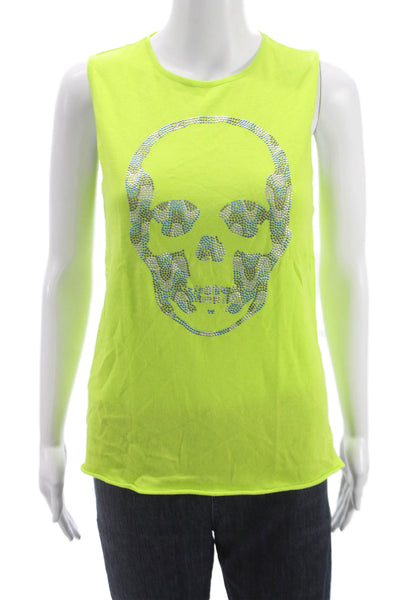 Lucien Pellat-Finet Women Skull Cotton Sleeveless Tank Green Size L
