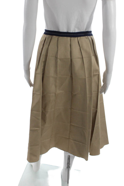 Marni Women Pleated Knee Length Beige Polyester Blend Skirt Size 46