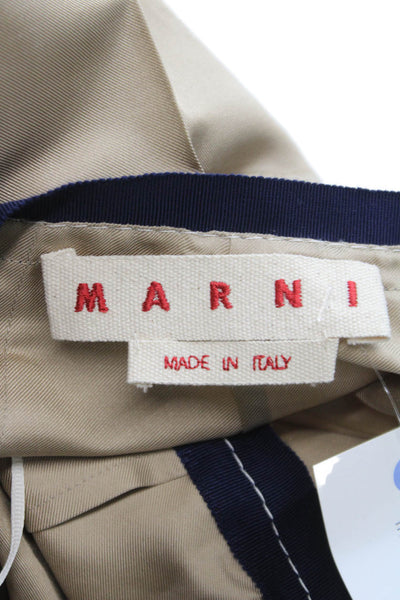 Marni Women Pleated Knee Length Beige Polyester Blend Skirt Size 46