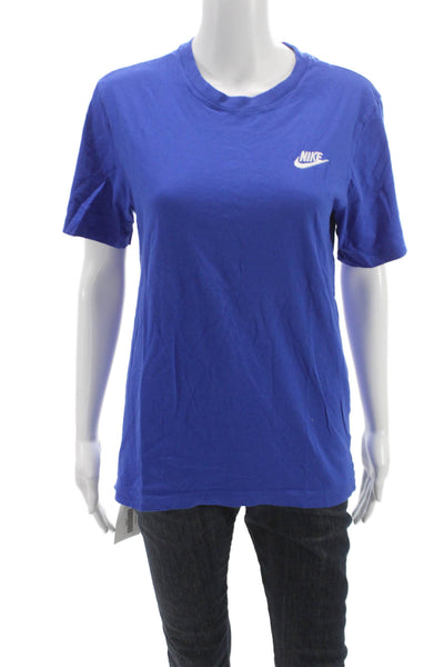 Nike Women Basic Blue Crew Neck Short Sleeve T-Shirt 100% Cotton Size S