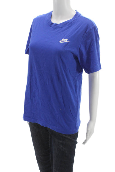 Nike Women Basic Blue Crew Neck Short Sleeve T-Shirt 100% Cotton Size S