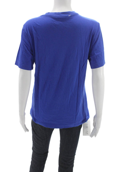 Nike Women Basic Blue Crew Neck Short Sleeve T-Shirt 100% Cotton Size S