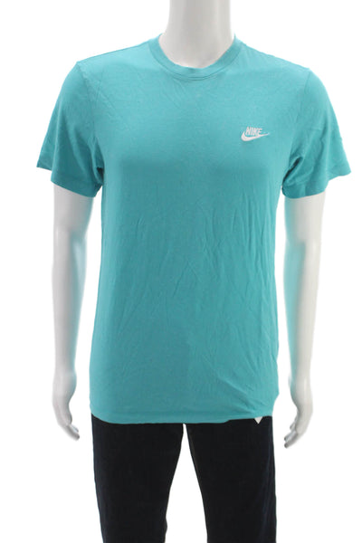 Nike Unisex Adults Basic T-Shirt Blue Crew Neck Cotton Short Sleeve Size S