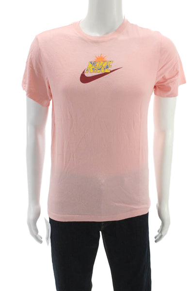 Nike Unisex Adults Basic T-Shirt Pink Cotton Crew Neck Short Sleeve Size S