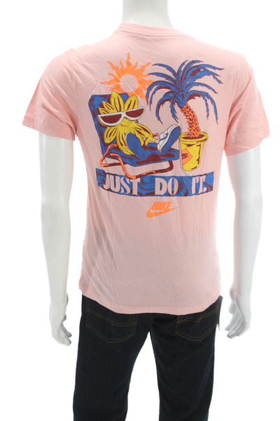 Nike Unisex Adults Basic T-Shirt Pink Cotton Crew Neck Short Sleeve Size S