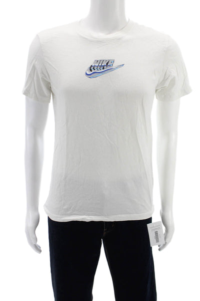 Nike Mens White Graphic T-Shirt Cotton Short Sleeve Round Neck Size S