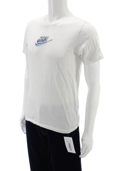 Nike Mens White Graphic T-Shirt Cotton Short Sleeve Round Neck Size S
