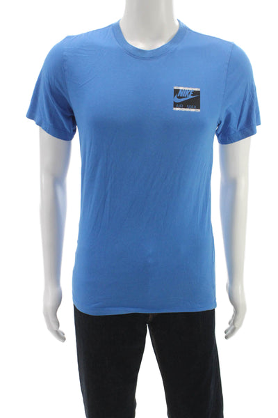 Nike Mens Blue Cotton Graphic Crew Neck Basic T-Shirt Short Sleeve Size S