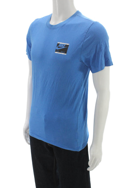 Nike Mens Blue Cotton Graphic Crew Neck Basic T-Shirt Short Sleeve Size S