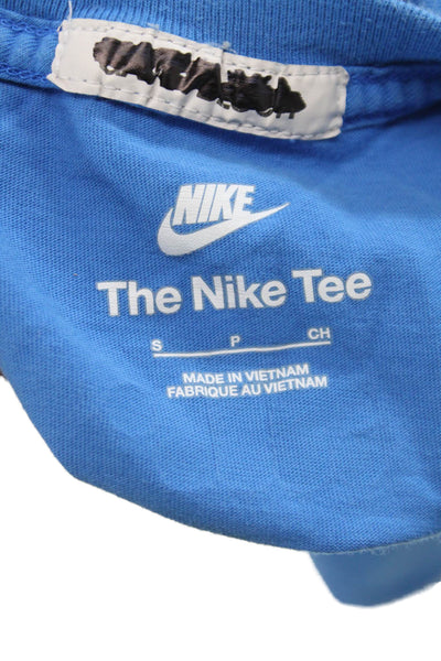 Nike Mens Blue Cotton Graphic Crew Neck Basic T-Shirt Short Sleeve Size S