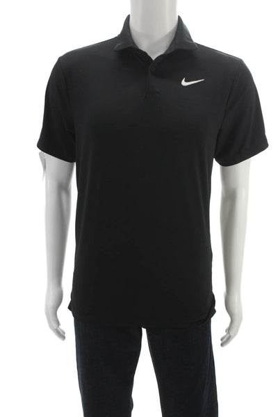 Nike Mens Black Polo Collared Button Polyester Short Sleeve Size XS