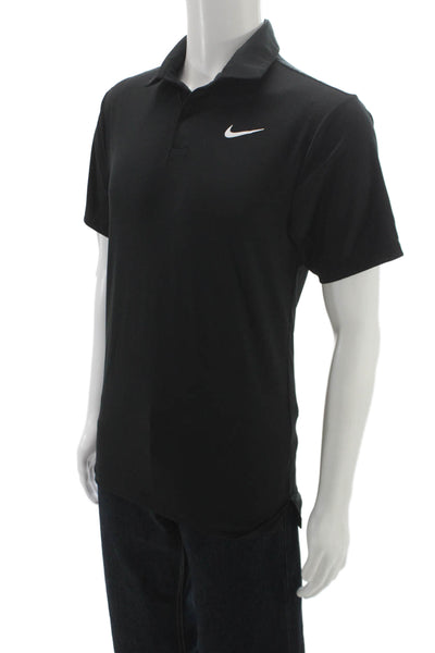 Nike Mens Black Polo Collared Button Polyester Short Sleeve Size XS