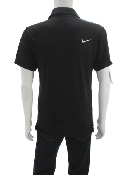 Nike Mens Black Polo Collared Button Polyester Short Sleeve Size XS