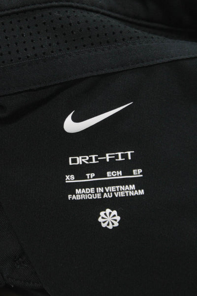 Nike Mens Black Polo Collared Button Polyester Short Sleeve Size XS