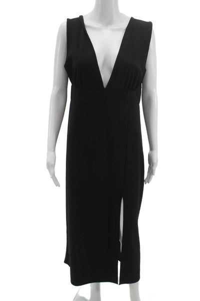 Nasty Gal Womens Sheath Dress Black Sleeveless V-Neck Full Length Size 14