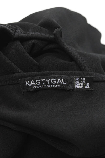 Nasty Gal Womens Sheath Dress Black Sleeveless V-Neck Full Length Size 14